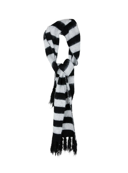 striped-wool-knit-scarf-id511 / Black