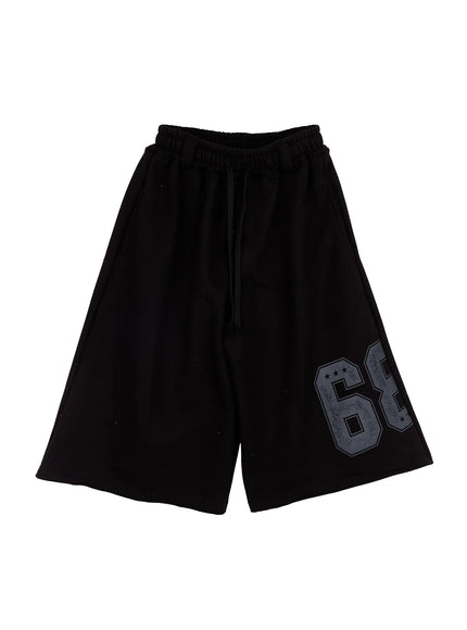 mens-logo-print-bermuda-sweat-shorts-ia502 / Black