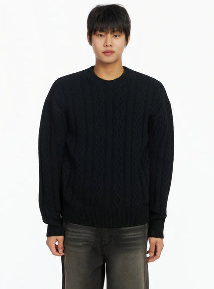 mens-cable-knit-sweater-if503 / Black