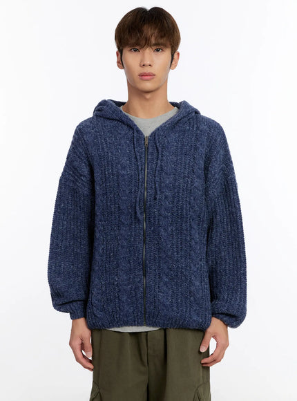 mens-cable-knit-zip-up-in524 / Dark blue