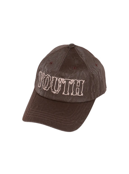 Crackle Faux Leather Youth Cap ID524