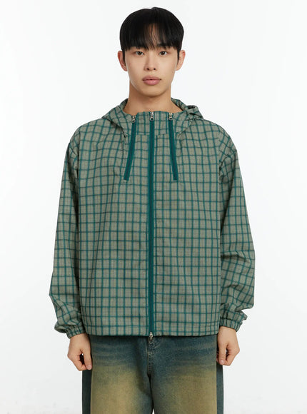 mens-plaid-windbreaker-jacket-if510 / Green
