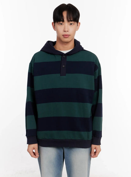 mens-striped-rugby-hoodie-io523 / Green