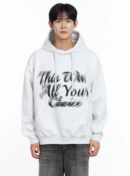 mens-graphic-lettering-hoodie-ij521 / Light gray