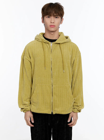 mens-velvet-two-way-hooded-zip-up-in512 / Light green