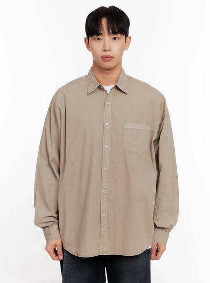 Men's Relaxed Fit Blue Cotton Shirt IO528