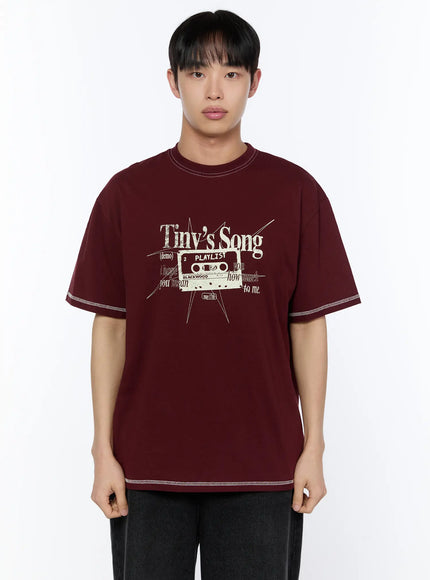 mens-graphic-stitch-t-shirt-ia520 / Dark red