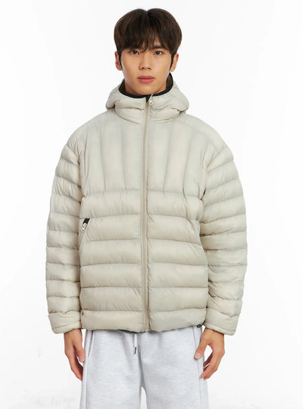 mens-lightweight-hooded-puffer-jacket-id511 / Light beige
