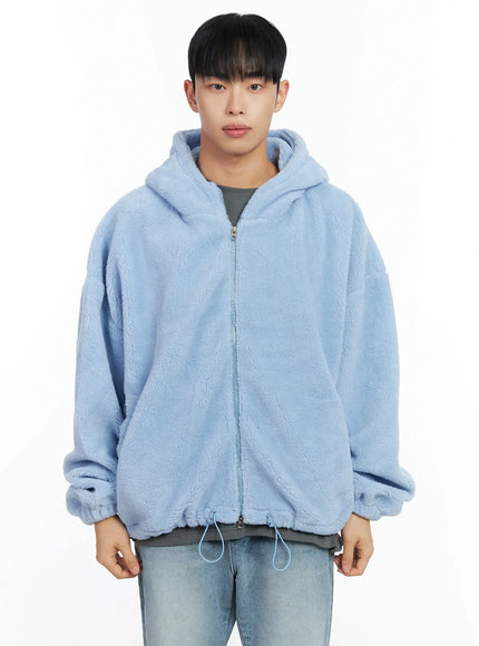 mens-two-way-fleece-hoodie-jacket-in518 / Light blue