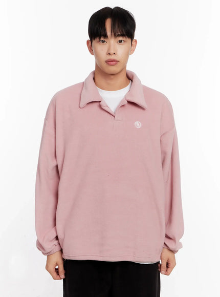 mens-fleece-collar-top-io528 / Light pink