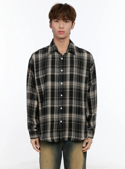Men's Plaid Button-Up Shirt IN512