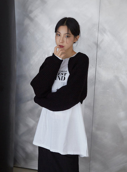 Knit Cardigan Shrug J24