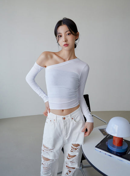 One Shoulder Cut Out Crop Top