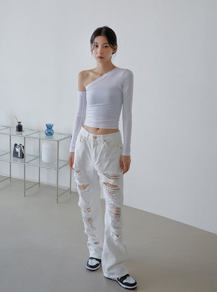 One Shoulder Cut Out Crop Top