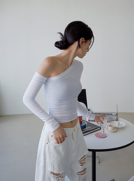 One Shoulder Cut Out Crop Top