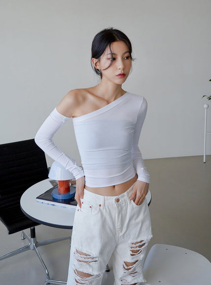 One Shoulder Cut Out Crop Top