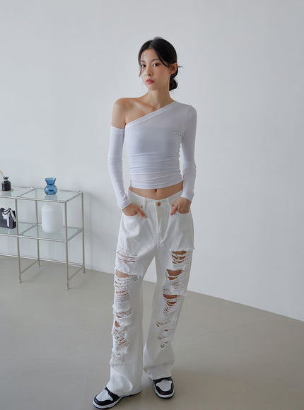 One Shoulder Cut Out Crop Top