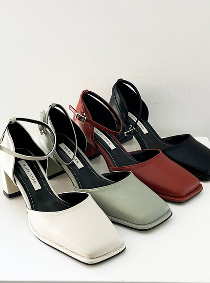 Square Mary Jane Mid Heels