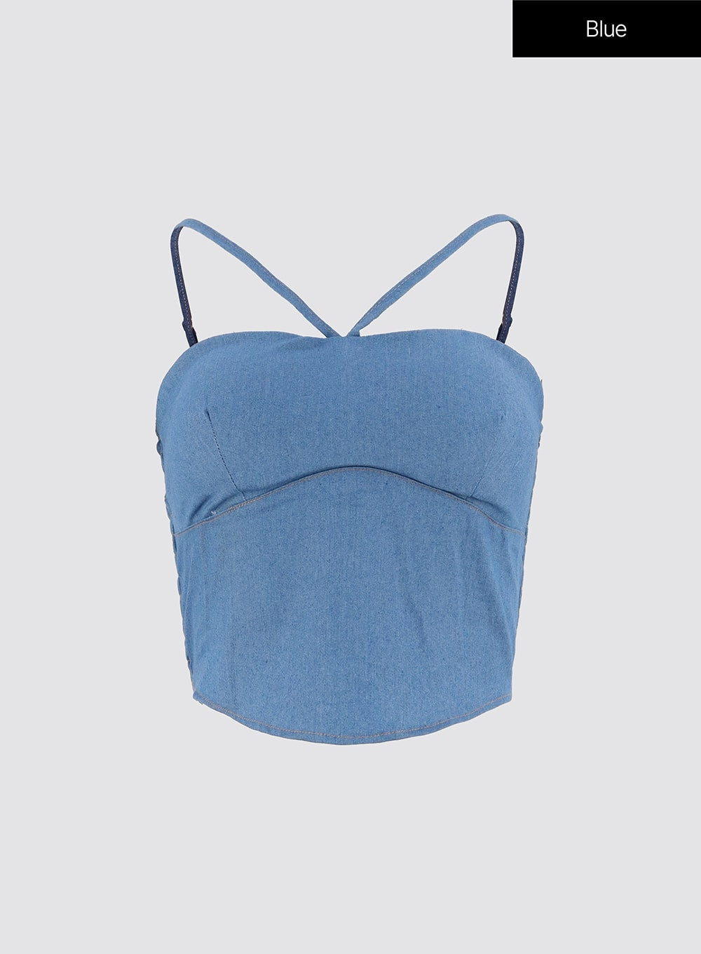 denim-halter-neck-sleeveless-top-io319 / Blue