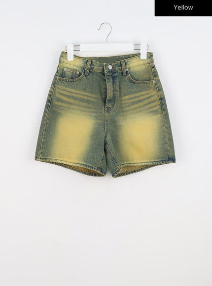 Yellow Wash Denim Shorts CA328