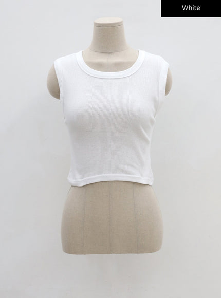 Basic Ribbed Cropped Tank Top CU13