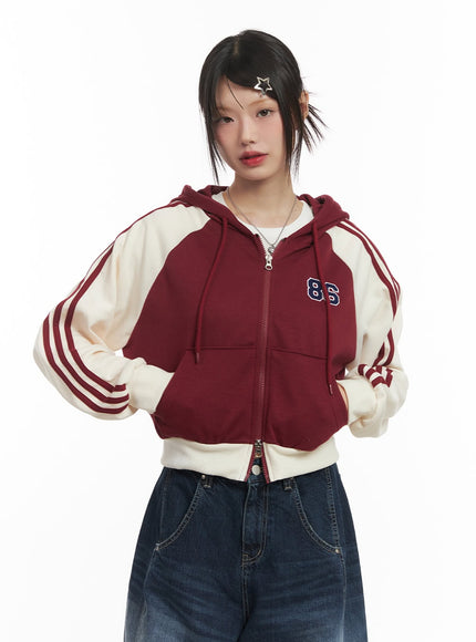 Embroidered Hooded Crop Track Jacket CF519