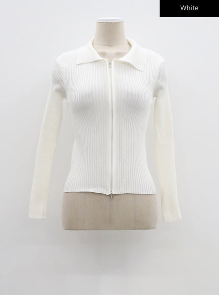Ribbed Knit Zip-Up CF324