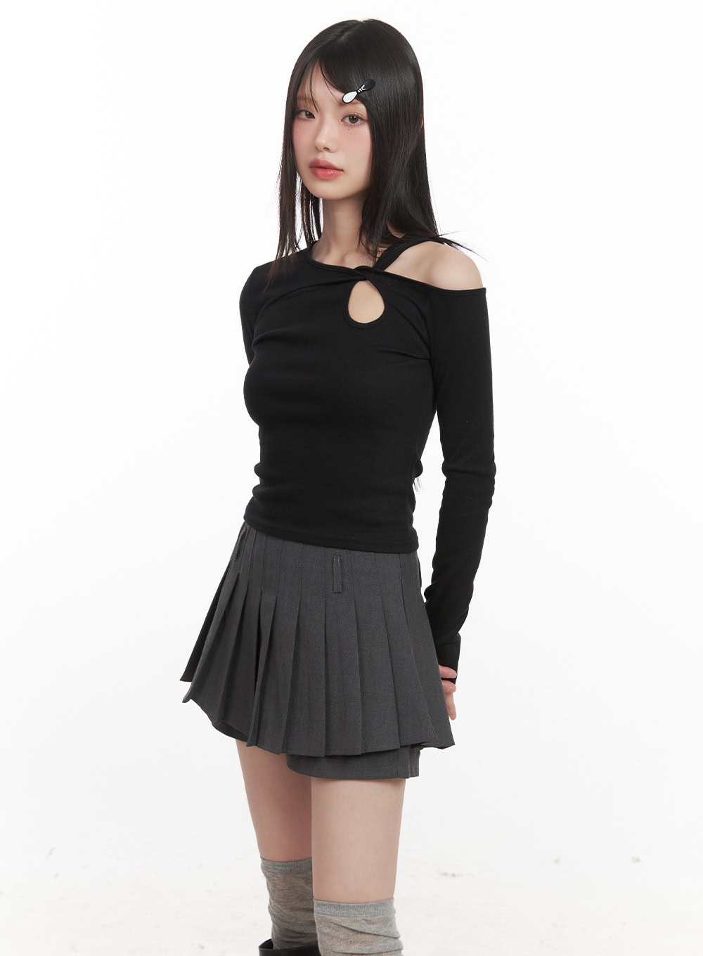 slim-fit-twist-cut-out-long-sleeve-top-cj528