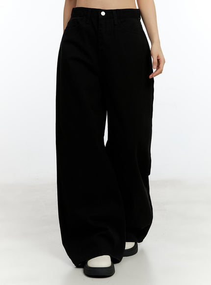 Solid Cotton Wide-Leg Trousers CM521