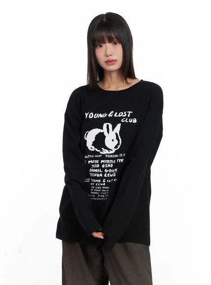 Graphic Oversized Long Sleeve Tee CN521