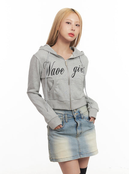 Wavegirl Zip-Up Hooded Crop Jacket CM506