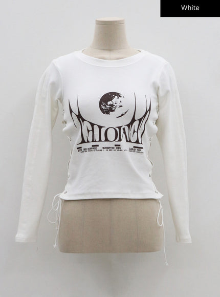 Lettering Print Side Cross Tie Top CO18