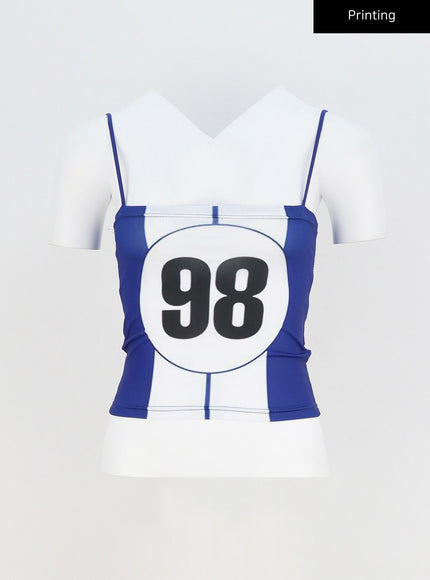 Graphic Thin Strap Top CY316