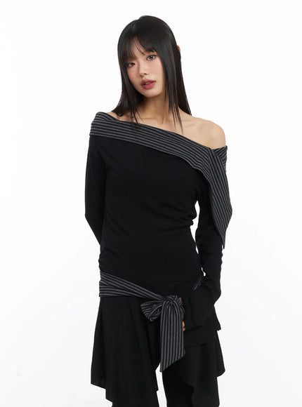 Off-Shoulder Two Tone Mini Dress CD522