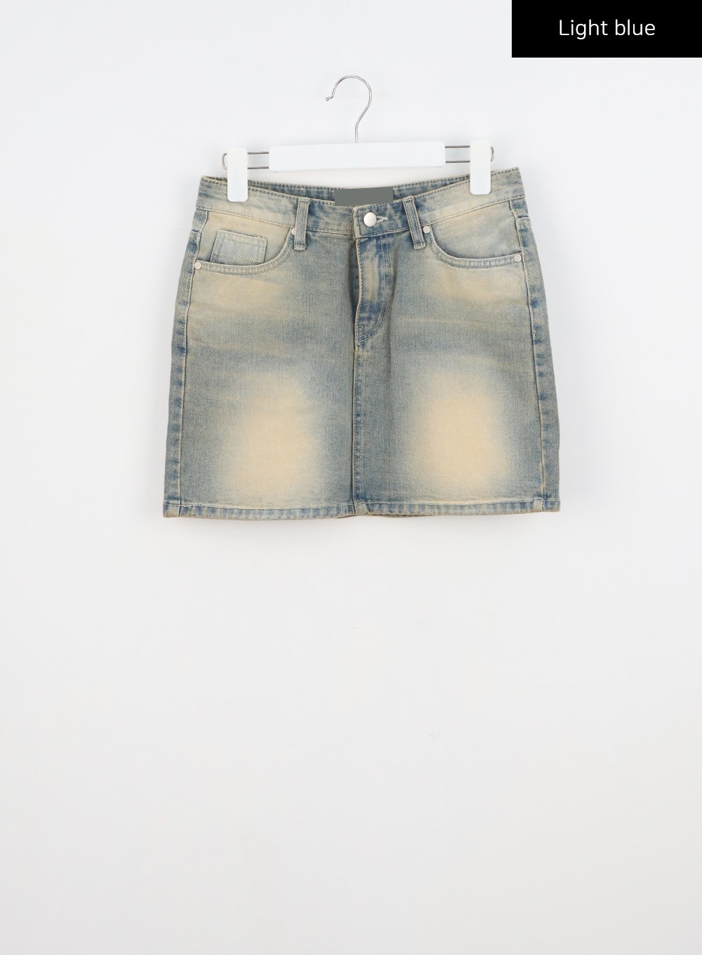 Light wash denim mini sales skirt