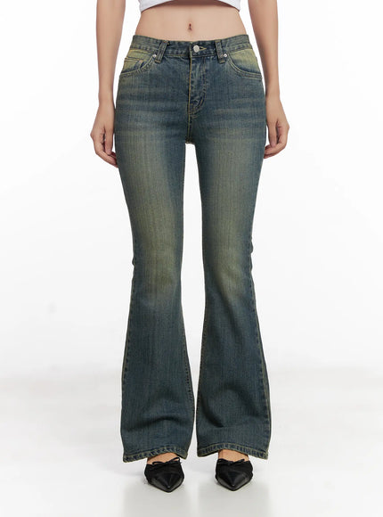 Yoori Vintage-Wash Flare Jeans CL518