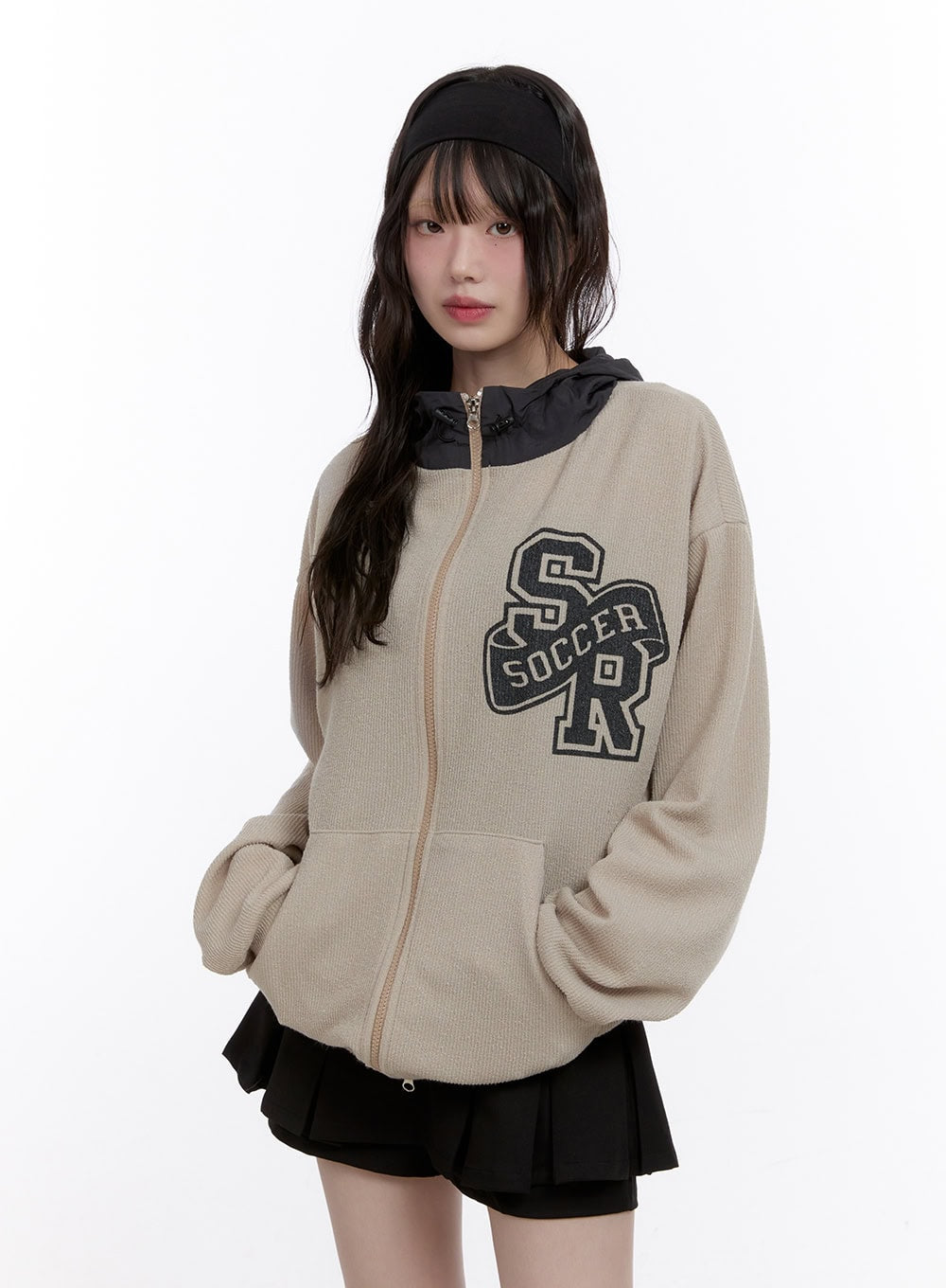 Zip-Up Graphic Sweatshirt with Hood CF512