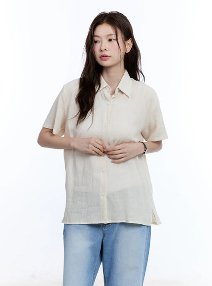 Linen Short-Sleeve Collared CU513