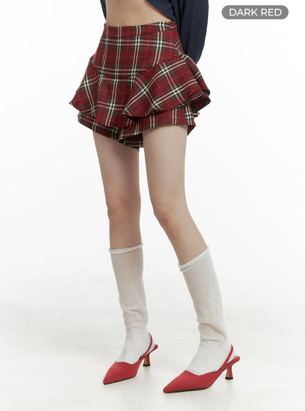 checkered-ruffle-mini-skort-om426