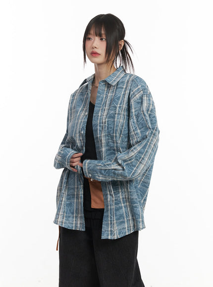 Damaged-Effect Oversized Flannel CF518