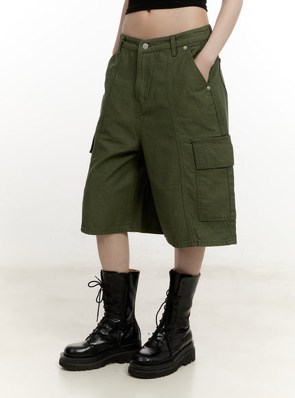 Solid-Color Cargo Shorts CM514