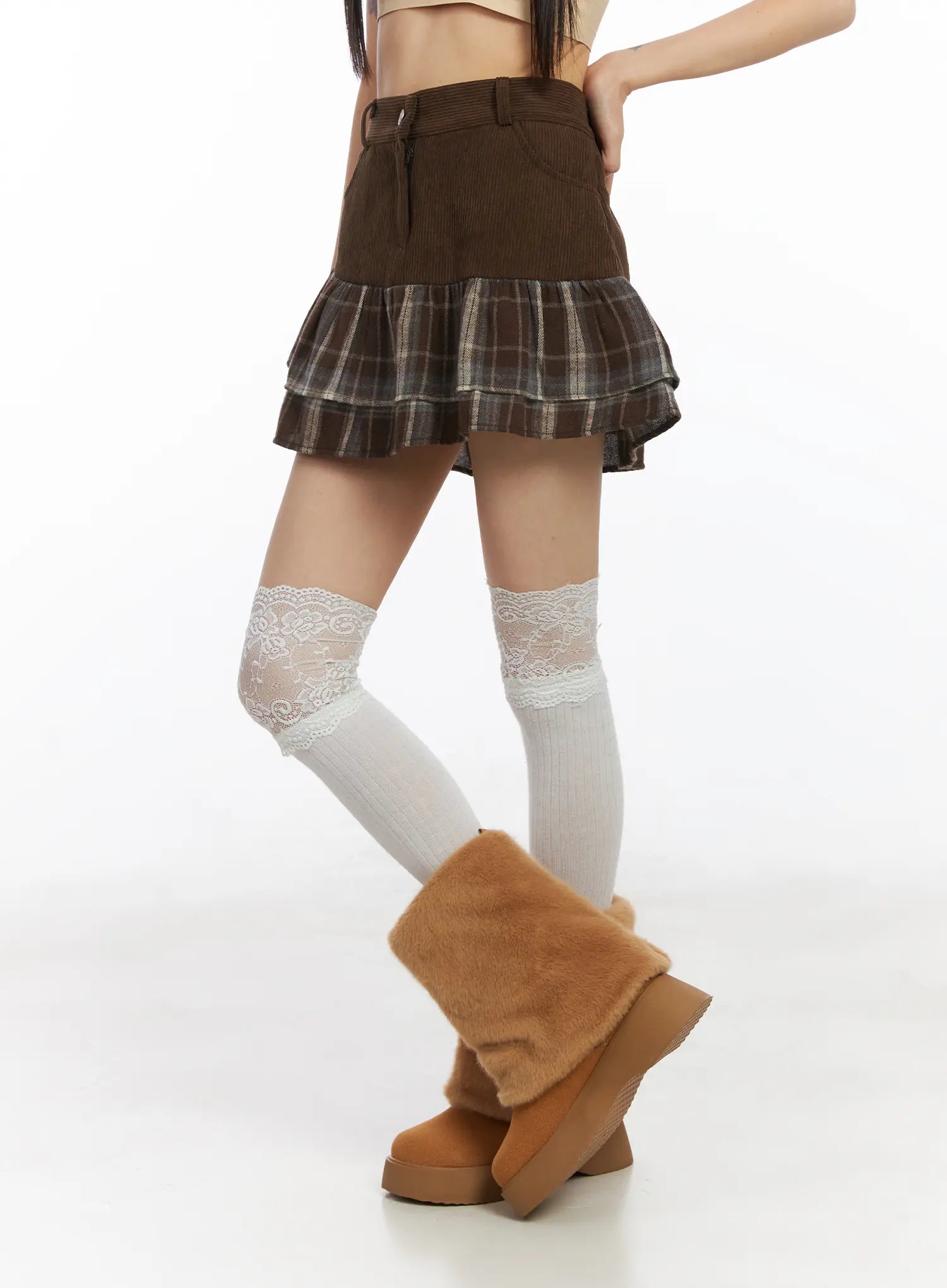plaid-ruffle-mini-skirt-cd518