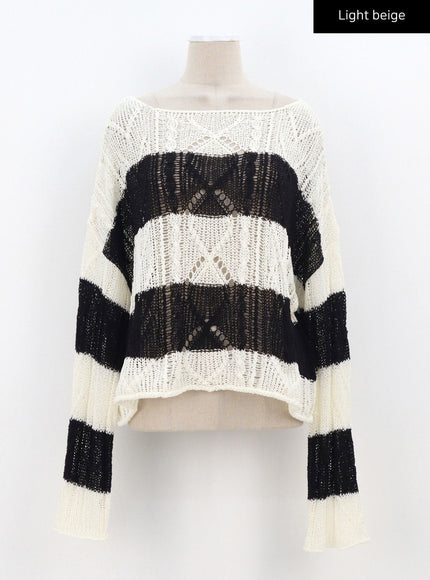 Boat Neck Stripe Sweater CA306