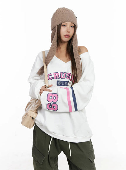Off-Shoulder Oversized Sweatshirt CJ513