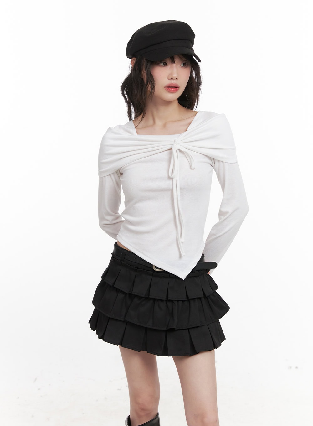 ribbon-wrapped-asymmetric-long-sleeve-top-cj523