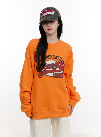 Oversized Long Sleeve Graphic Sweatshirt CF528