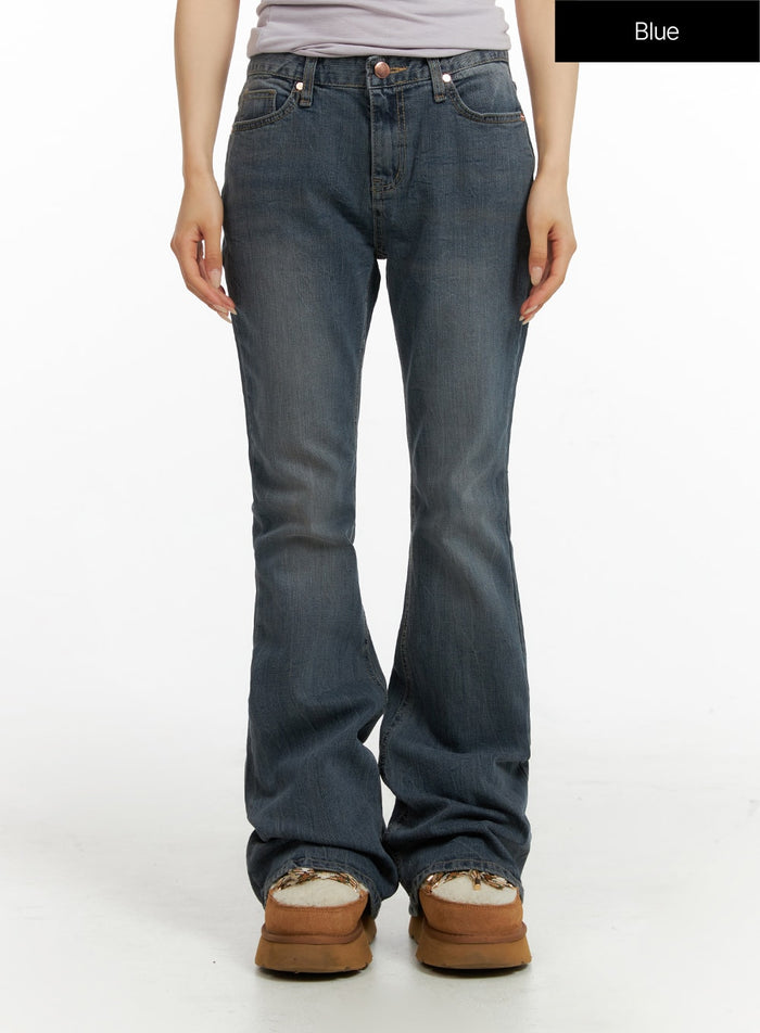 slim-washed-flared-jeans-cf416 / Blue