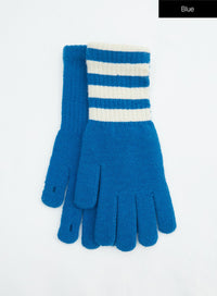 stripe-knit-gloves-in317 / Blue