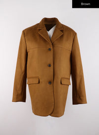 suede-midi-tailored-jacket-cd308 / Brown