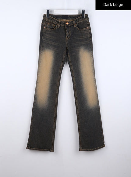 bootcut-washed-jeans-co325 / Dark beige